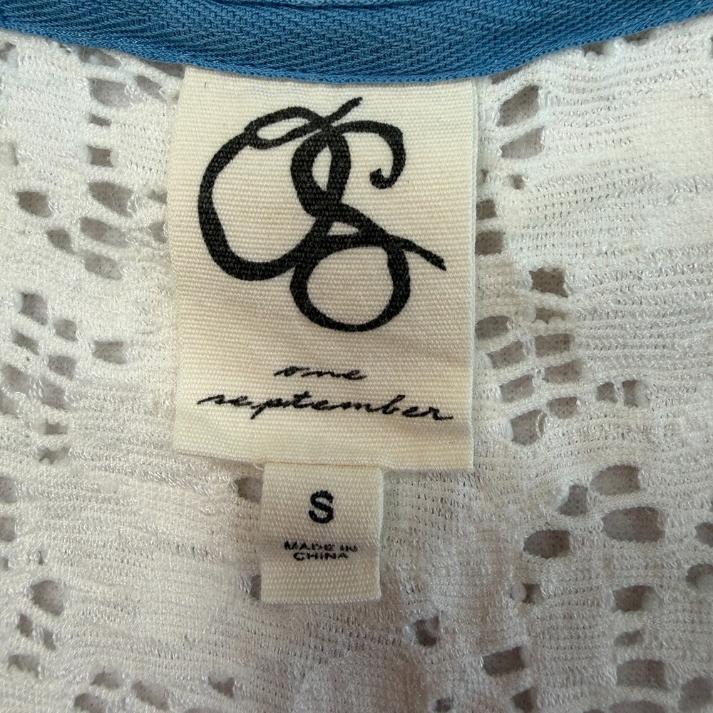 One September Anthropologie Sheer Lace Top S Ivory Stretch Boho Cottage Fairy - Picture 6 of 8